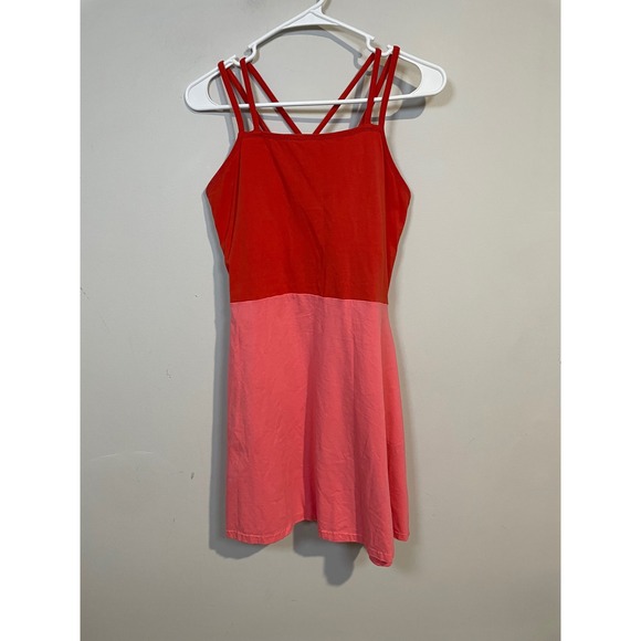 Pact Dresses & Skirts - Pact Organic Cotton Strappy Fit and Flare Color Block Pink and Red Mini Dress